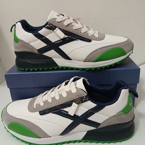 Men's White, Gray, and Green Sneakers